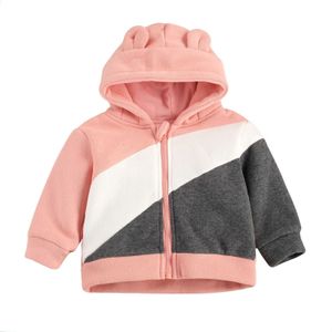 Focusnorm Pasgeboren Baby Meisjes Jongens Jas Tops 3D Oor Hooded Patchwork Lange Mouwen Rits Herfst Winter Jas