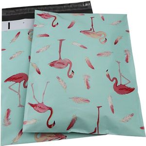 100pcs 25.5x33cm 10x13 inch Blauw Flamingo patroon Poly Mailers zelfbenoemde plastic envelop tas/sneeuwpop patroon bags