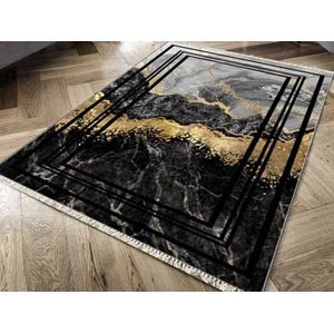 Antislip Zool Digital Print Fluwelen Tapijt Lava Leven Zwarte Goud 100X200 Cm