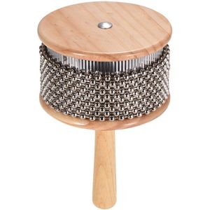 Houten Cabasa Percussie Muziekinstrument Metalen Kralen Ketting & Cilinder Pop Hand Shaker Voor Klaslokaal Band Medium Size