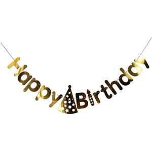 1 Set Gelukkige Verjaardag Hoed Bunting Banner 9. goud Zilver Letters Opknoping Party Decor Mooie Hangen Voor Kids Verjaardag Gunst Banner