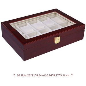 Houten Horloge Doos 10 Slots Houten Houder Dozen Voor Mannen Vrouwen Horloges Organizer Box 2 Grids Horloge 5 Slots Organisatoren