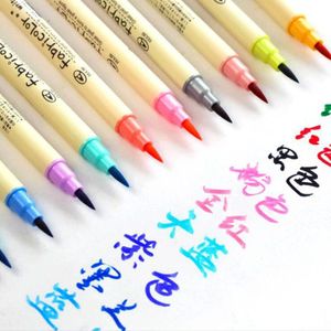 10 Kleur Aquarel Art Cartoon Schrijven Kleur Pen Set Chinese Kalligrafie Schrijven Briefpapier Schoolbenodigdheden