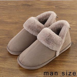 Slippers Voor Mannen Winter Grote Size Bont Slippers Warme Fluwelen Pluche Slippers Mannen Zachte Thuis Indoor Slippers Antislip schoenen