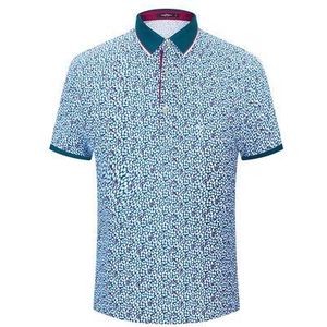 Seven7 Zomer Mannen Korte Mouw Casual shirt business slim Print Ademend Korte Mouw Polo Shirt 110T50550