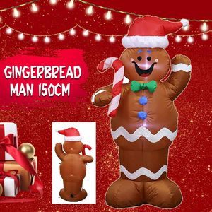1.8M/1.2M Opblaasbare Kerstman Gingerbread Sneeuwman Kerst Led Pop Ornament Voor Xmas Jaar Party Thuis tuin Winkel Decor