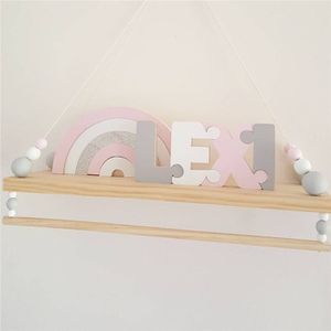 Handgemaakte kinderkamer muur planken Dubbele dek Originele Hout Kralen Wandplank Opslag Planken Organisatie Decoratieve Home Decor