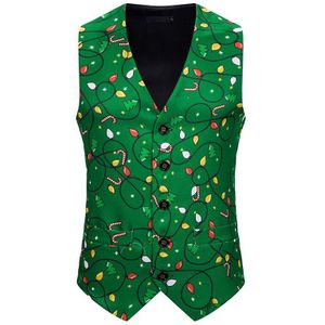 Kerst Vest Jaar Mannen Kerst 3D Gloeilamp Afdrukken Vest Mannen Pak Vest Bruiloft Vest MJ186