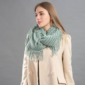 Gehaakte Snood Sjaal Hallow Patroon Gebreide Infinity Sjaals Vrouwen Solid Tassel Ring Buis Sjaals LIC Kasjmier Cirkel Kraag YG486