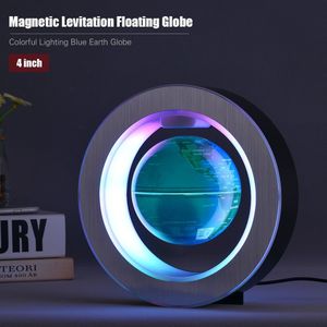 4 Inch Magnetische Levitatie Zwevende Globe Kleurrijke Verlichting Blue Earth Globe Met Led Kleur Licht Circular Base Voor Decoratie