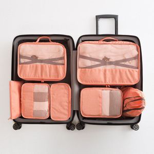 7 stks/set Travel Organizer Kubus Compressie Zakjes Waterdichte Mesh Duurzaam Bagage Organiser Verpakking Cubes Met Schoen Make-Up Tas