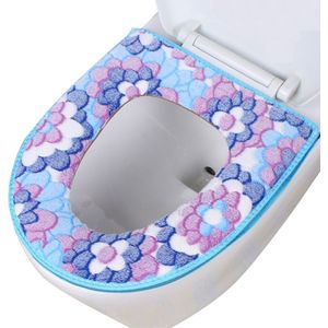 Bloem Universele Toilet Seat Cover Winter Warm Wc Zitkussen Fleece Wasbare Toilet Seat Pad Sluiting Voor Badkamer