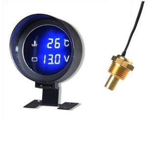 1Pc Ronde Led Digitale Water Temperatuur Voltmeter 2 In 1 Gauge Met Sensor Hoofd 10Mm 12Mm 14mm 16Mm 17Mm 21Mm