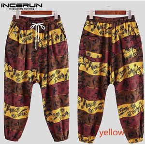 Incerun Mannen Harembroek Joggers Losse Print -Kruis Broek Zakken Koord Streetwear Katoen Casual Thai Broek Mannen