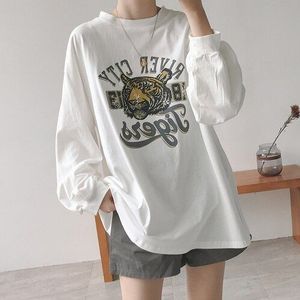 Herfst Vrouwen Casual Oversized T-shirt Harajuku Lange Mouw Grappige Cartoon Vrouwen T-shirts Zwarte Lange Streetwear Vrouwelijke T-shirt