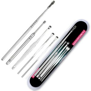 5/Pcs6Pcs Ear Wax Pickers Rvs Earpick Wax Remover Curette Oor Pick Schoner Oor Schoner Lepel Zorg Oor schoon Gereedschap