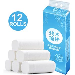 12 Rolls 4-Layer Thicken Toiletpapier Zachte Primaire Houtpulp Pompen Papieren Servet Papier Huishoudelijke Wc papers