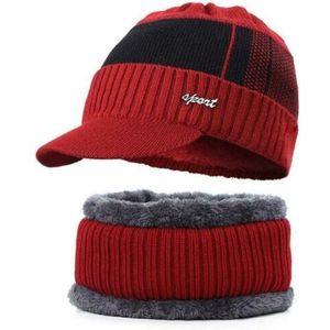 Man Winter Winddicht Cap Beanie Winter Dikker Hoed En Sjaal Tweedelige Gebreide Outdoor Sport Mannen Fietsen Cap Fiets fietshelm