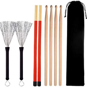 Drum Sticks Set, Maple Wood Drumstokken, Drum Draad Borstels Intrekbare Drum Sticks Borstel, drum Stok Deuvel Drumsticks