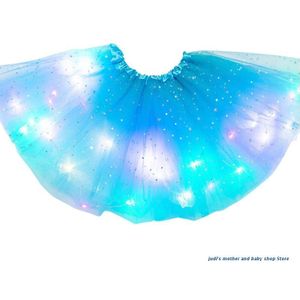 67JC Kids Meisjes Led Light Up Glitter Ster Pailletten Ballet Dans Tule Tutu Rok 3-12T