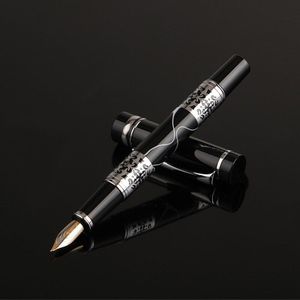 1 Pc Zwart-Oranje Zilveren Bloem Amber 0.5 Mm Standard Nib Vulpen Schoolbenodigdheden Kalligrafie Pen Business Teken pen Inkt Pen