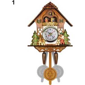 Antieke Houten Koekoek Wandklok Vogel Tijd Bell Swing Alarm Horloge Thuis Art Decor Thuis Dag Tijd Alarm 129X231X55 Mm Tb