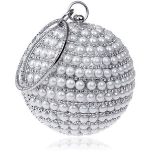 Ronde Tiny Glas Kralen Avond Clutch Bruiloft Multi-color Koppelingen Vrouwelijke Wedding Metallic Handtas Strass Schoudertas