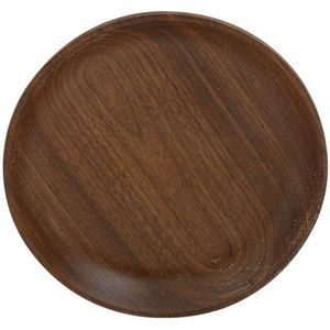 Zwarte Walnoot Ronde Houten Westerse Gerecht Pizza Platen Koffie Dim Sum Restaurant Familie Keuken Servies Set