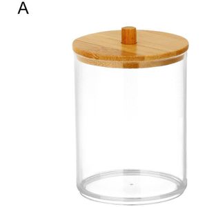 1Pc Acryl Multifunctionele Make Wattenschijfje Organisator Opbergdoos Voor Wattenstaafjes Staaf Badkamer Qtip Container Met Bamboe Deksel