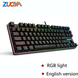 Zuoya 87KEY Mechanische Gaming Toetsenbord Rgb Backlit Usb Wired Rode Schakelaar Anti-Ghosting Voor Gamer Pc