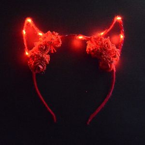 Led Knipperend Licht Cosplay Duivel Hoofdband Luipaard Oor Party Hoofddeksels Demon Hoorn Haar Hoepel Decor Bruiloft Verjaardag