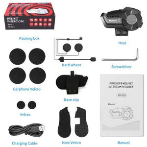 Hysnox Bluetooth 5.0 Helm Headset 2 Mensen 1000M Draadloze Intercom Headset Ingebouwde Fm Universele Pairing HY-01S 8 talen