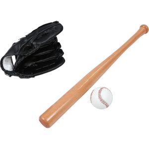 25-Inch Massief Houten Beuken Honkbalknuppel 10.5-Inch Honkbal Handschoen Baseball Drie-In-een Combinatie pak Kinderen