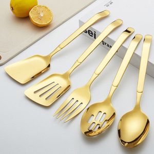 5Pcs Presenteren Keukengerei Set Roestvrij Staal Moderne Serving Voor Partijen Keuken Koken Lepels Spatel Sleuven Turner Servies