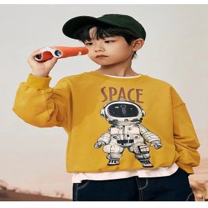 Kleding Voor Kinderen 2022 Trend Knappe Trui Jongen Top Gebakken Street Style Jas Plus Fluwelen Gedrukt Kinderen kleding
