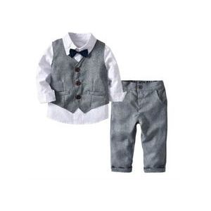 student pak kind jongen pak wit shirt + vest + broek 3Pcs gentleman formele peuter baby boy kleding pak