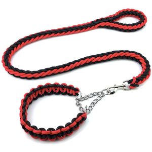 Nylon Gevlochten Halsband En Riem Set Trekkabel Voor Kleine Medium Grote Hondenriem Chien Pitbull Bull Terrier Huisdier accessoires