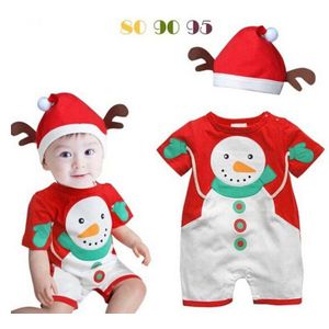 Kids Kind Kerst Jaar 2 Stuks Set Cos Kostuum Sneeuwpop Gedrukt Jumpsuit Romper + Hat Peuter Infant Meisjes Jongens X-Mas Outfit