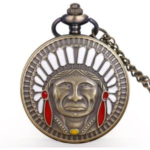 Mode Quartz Zakhorloge Brons Indiase Vrouwen Man Ketting Zakhorloge Met Ketting Vintage Pocket Horloges