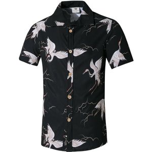 Shirt Zomer Korte Mouw Gedrukt Mannen Hawaiian Knop Stand Kraag Beachwear Party Tops Shirt Voor Mannen Plus Size Shirts Quick droog