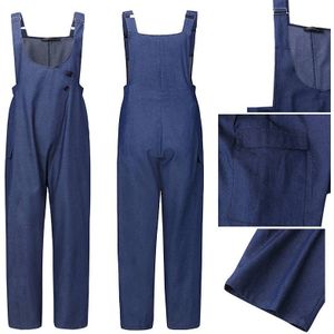 Plus Size Womens Denim Blauw Jumpsuits Zanzea Vintage Casual Overalls Strap Rompertjes Vrouwelijke Knop Harem Pant Solid Raap