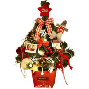 Kerst Jaar Decoratie 50Cm Desktop Kleine Mini Kerstboom Met Verlichting Kleine Accessoires Bow Bells Pine Cone sd