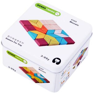 Kleurrijke Houten Block Bouwsteen Domino In Ijzeren Doos Onderwijs Baby Speelgoed Voor Reizen Kinderen Volwassen Familie Reizen Game