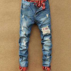 Men's Trousers Casual Straight Mid-rise Slim Fit Ripped Jeans Motorcycle Pants Men Moto Jeans Touring Motorbike Trousers