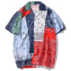 Vintage Overhemd Zomer Mannen Hawaiian Korte Mouw Heren Casual Colorblock Strand Shirts Man Oversized Hemd Camicia Homme