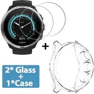 2 + 1 Protector Case + Screen Protector Voor Suunto 9 Smart Watch Soft Tpu Beschermhoes Shell Gehard Glas Film