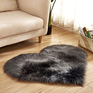 UK Pluizige Hartvormige Tapijt Shaggy Floor Mat Zachte Faux Fur Slaapkamer Harige Tapijt