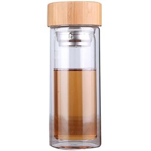 ZOOOBE 350/450ml Dubbele Wand Glas Water flessen Met rvs filter en bamboe deksel Thee Infuser glas drinken fles