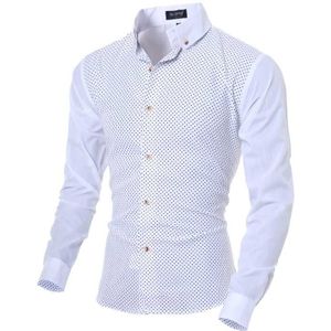 Korting Westerse mode klassieke stippen mannen shirts M-2XL patchwork mouw jong jongens casual shirt Slim fit
