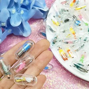 100 Pcs Transparante Capsule Shell Plastic Pil Container Geneeskunde Pil Gevallen Fles Splitters Capsule Beeldjes Diy Accessoires